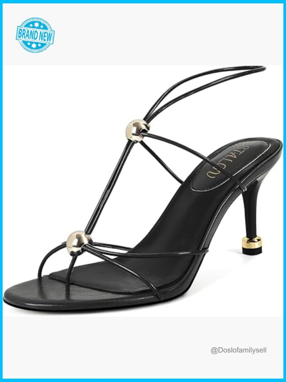 Strappy Heels Round Open Toe Slingback Sandals Stiletto Heel Comfortable Dressy